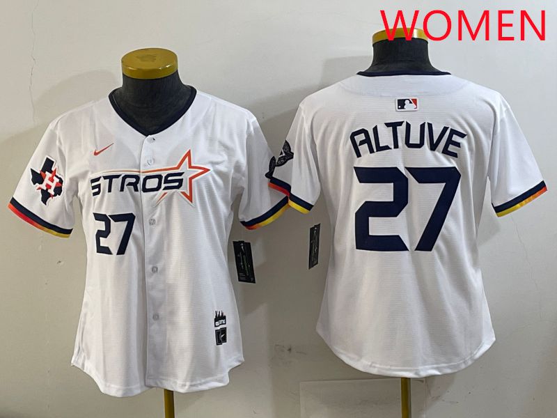 Women Houston Astros #27 Altuve White three generations Joint Name Nike 2025 MLB Jersey style 7